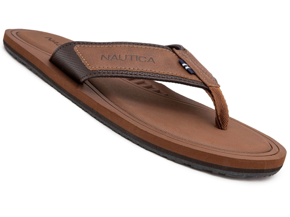 Nautica men's Logo Flip-Flop, Tan